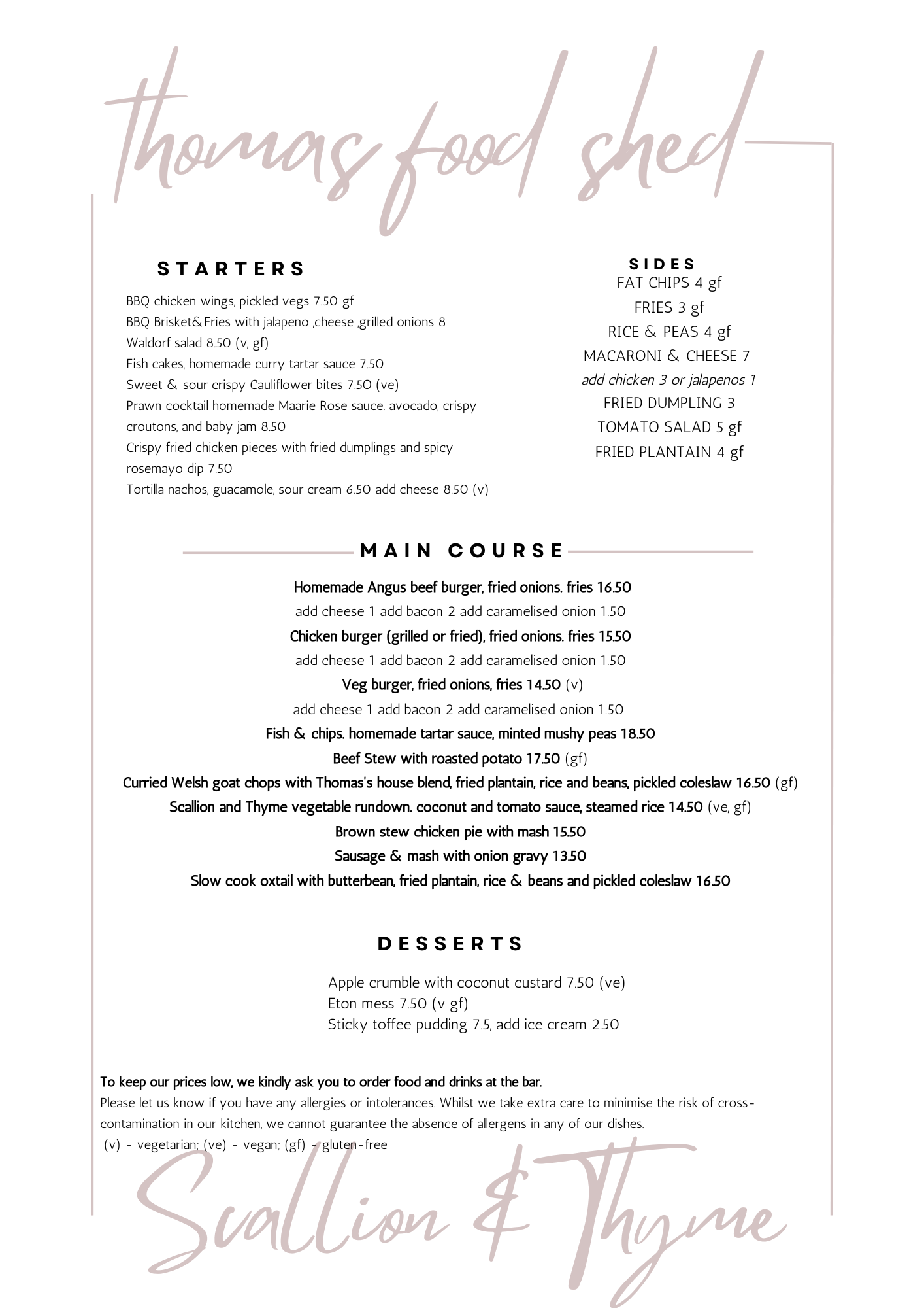 Daily Menu Tue-Sat